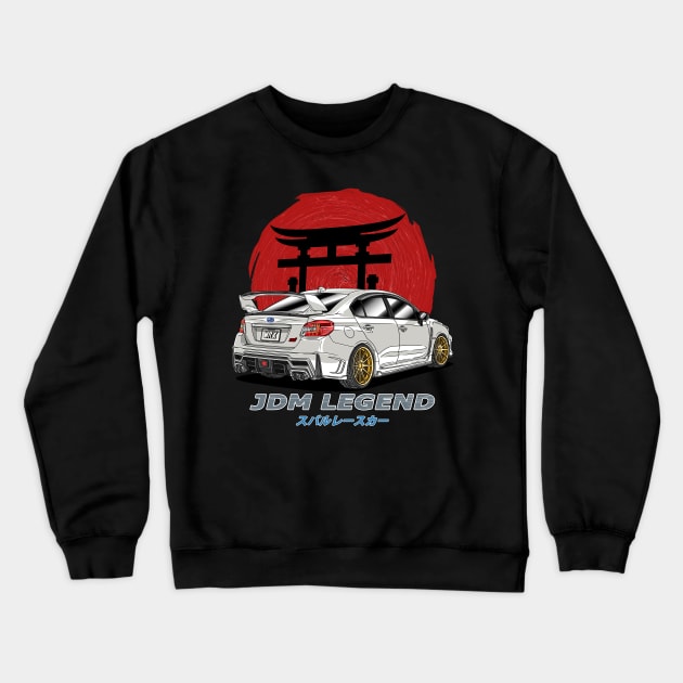 JDM White Subie Impreza  WRX STi Crewneck Sweatshirt by Guyvit